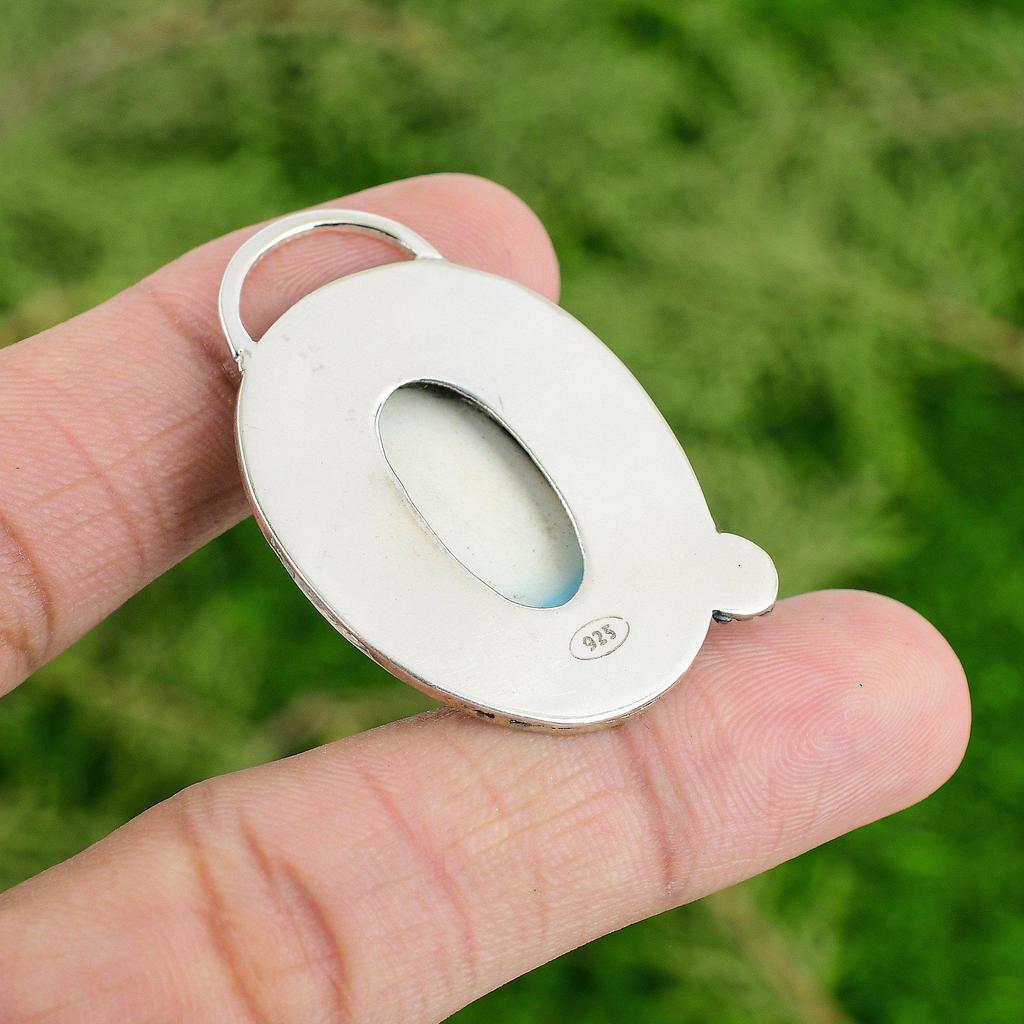 Daughters Day Deal 925 Sterling Silver Larimar Gemstone Wedding Pendant Jewelry