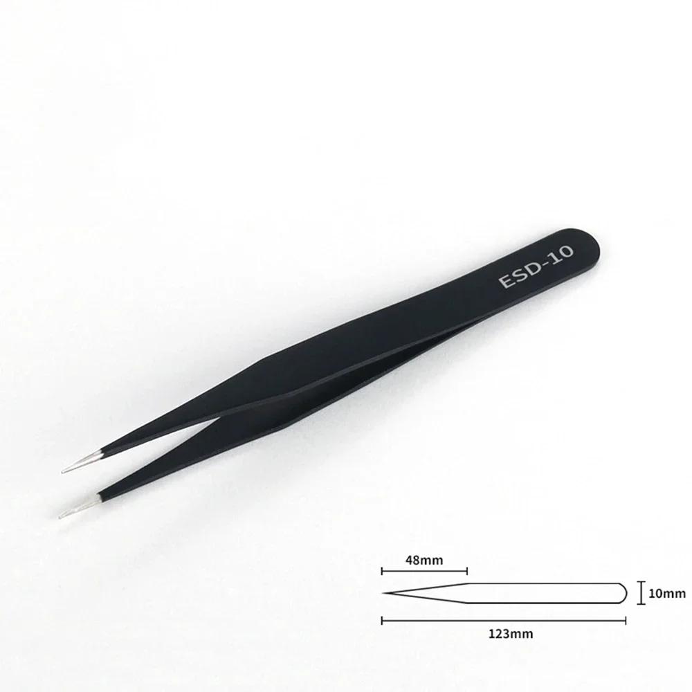 6Pcs Anti-static Stainless Steel Precision Tweezers Curved Straight Repair Tools for Electronics Craft Industrial Tools