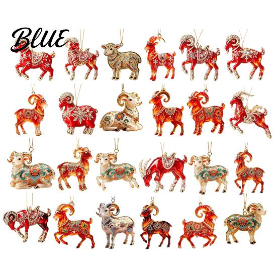 Decorative Hanging Ornaments for Tree 2PCS Christmas Goat Ornaments 2D Acrylic Festive Party Supplies Pendants Lightweight Holiday Home Decor