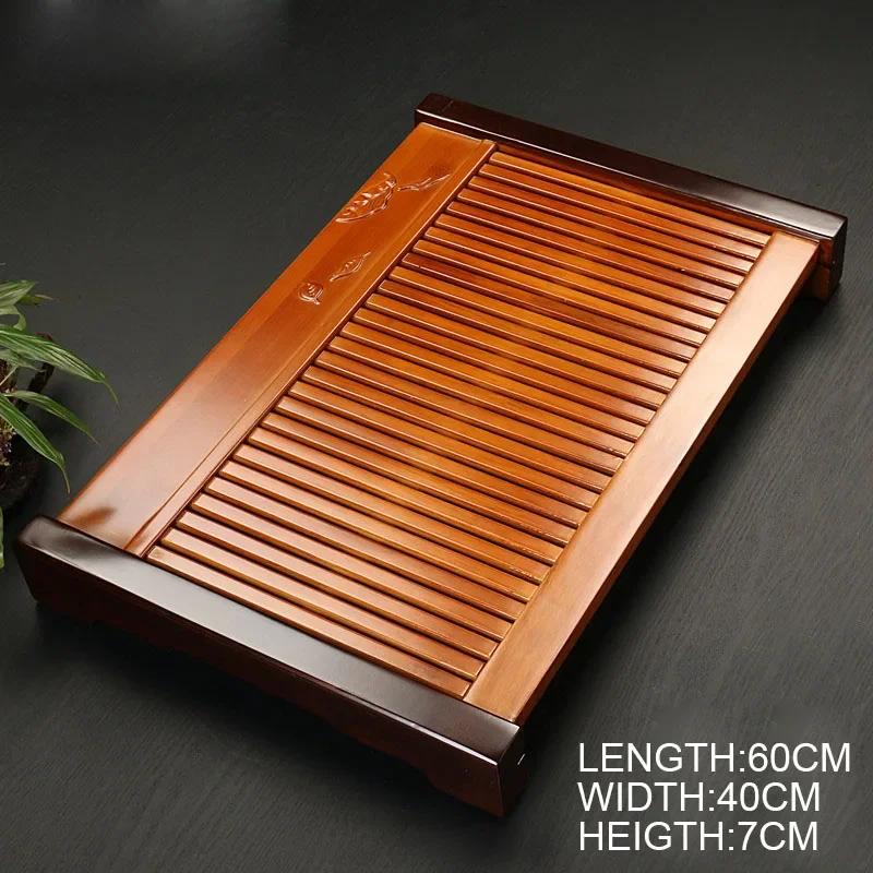Chinese Solid Wooden Tea Tray Teaware Kung Fu Tea Set Carving Table Drawer Type Storage Drainage Tea Board Vintage Home Decor