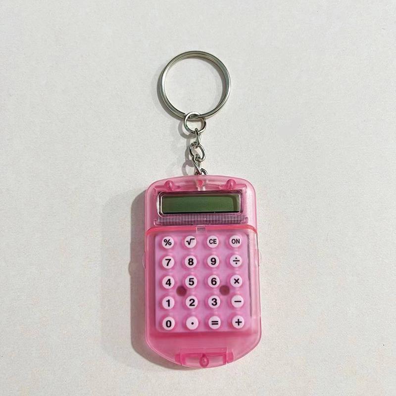 

Mini Transparent Flip Cover Calculator Convenient Portable Calculator for Primary School Students Exam Keychain рожевий