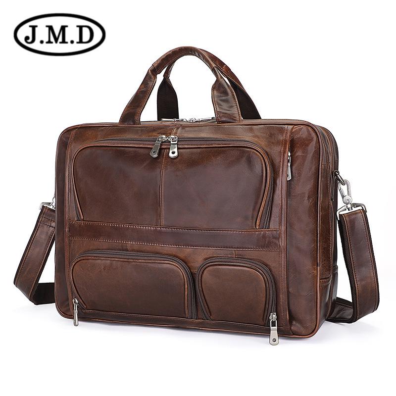 Jiameida Retro Genuine Leather Men's Business Briefcase - Large Capacity Handbag and Laptop Bag