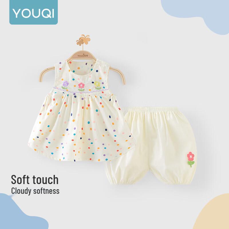 Youqi Baby Girls Summer Polka Dot Two-Piece Outfit