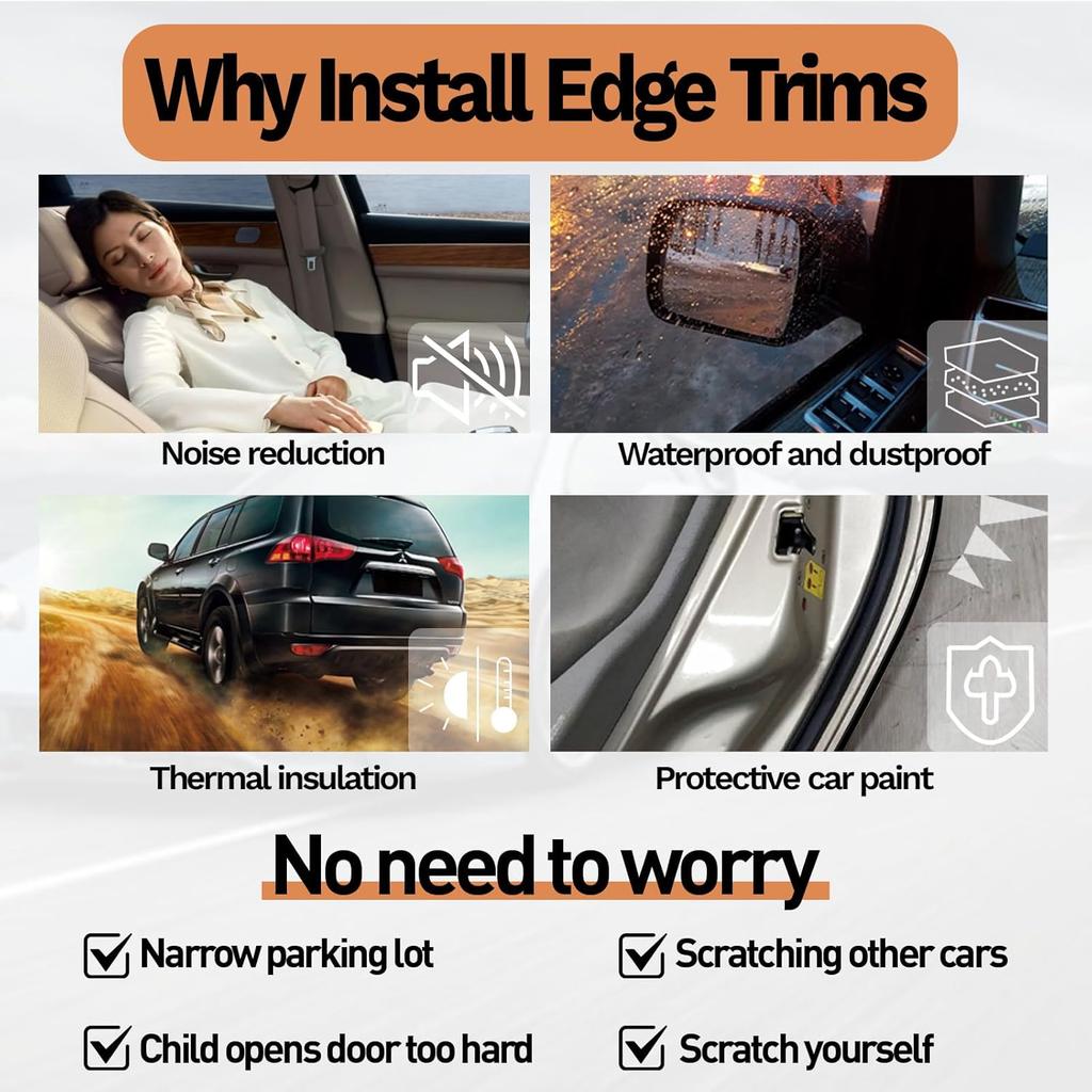 Car Door Edge Guards, 16.4Ft(5M) Car Door Protector Edge Guards Rubber Seal, Doors Edge Trim U Shape Edge Guards For Cars Trucks Suvs (Black)