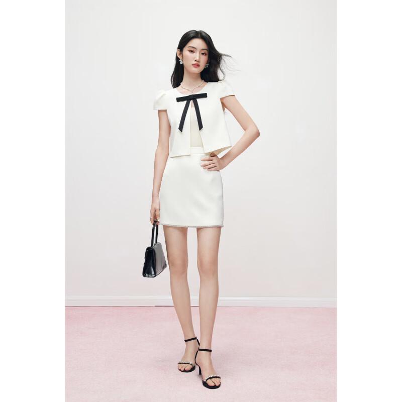 Mandy Zhang French Style Color Block Bow Two-Piece Set