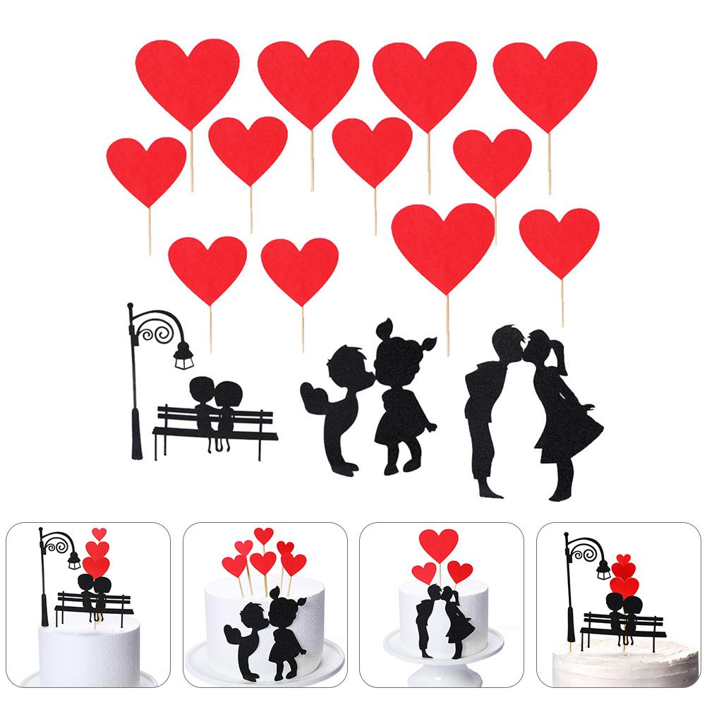 Einsteckkarte Kuchen Picks Cupcake Dessert Topper Dekor Topper Herzform Hut für Valentinstag