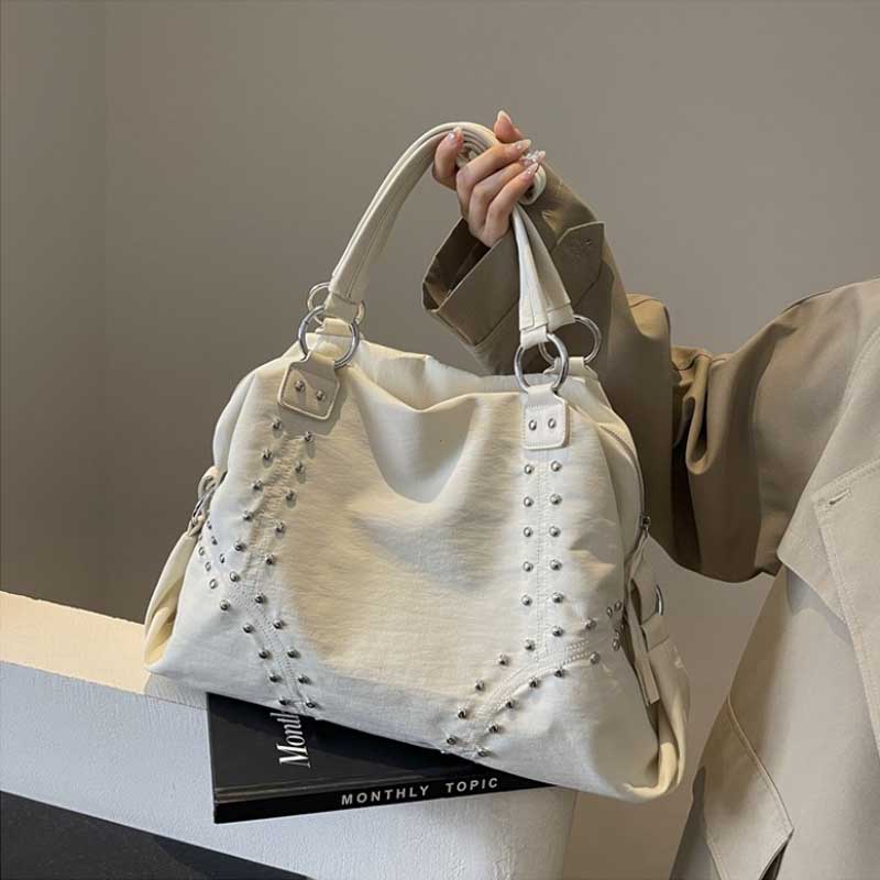 Able Nylon Rivet Underarm Tote Bag Women's Large Shoulde Bag Commuter Bag Sli Autumn Trend Youth Pure Bags Handbag