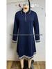 2026 Women's Casual Color Block Lapel Zipper Dress with Pockets