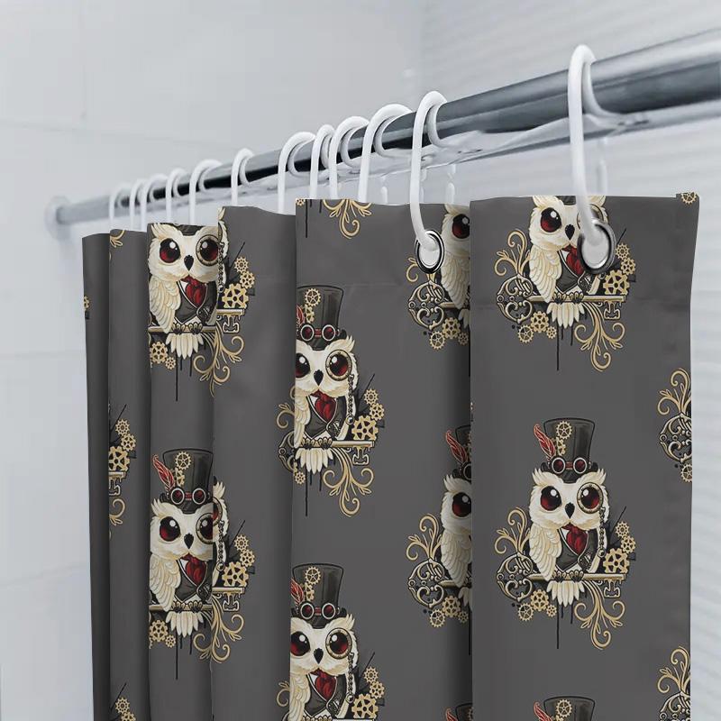 Vintage Steampunk Bathroom Decor Shower Curtain Set Waterproof Victorian Gothic Decor Farmhouse Toilet Curtain Artistic Design
