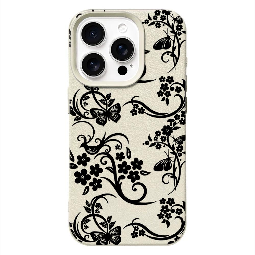 Full Screen White Vine Flowers Phone Case For IPhone 17 Air 16 Pro Max 15 14 13 Plus 12 11 Shockproof Protective Durable Cover