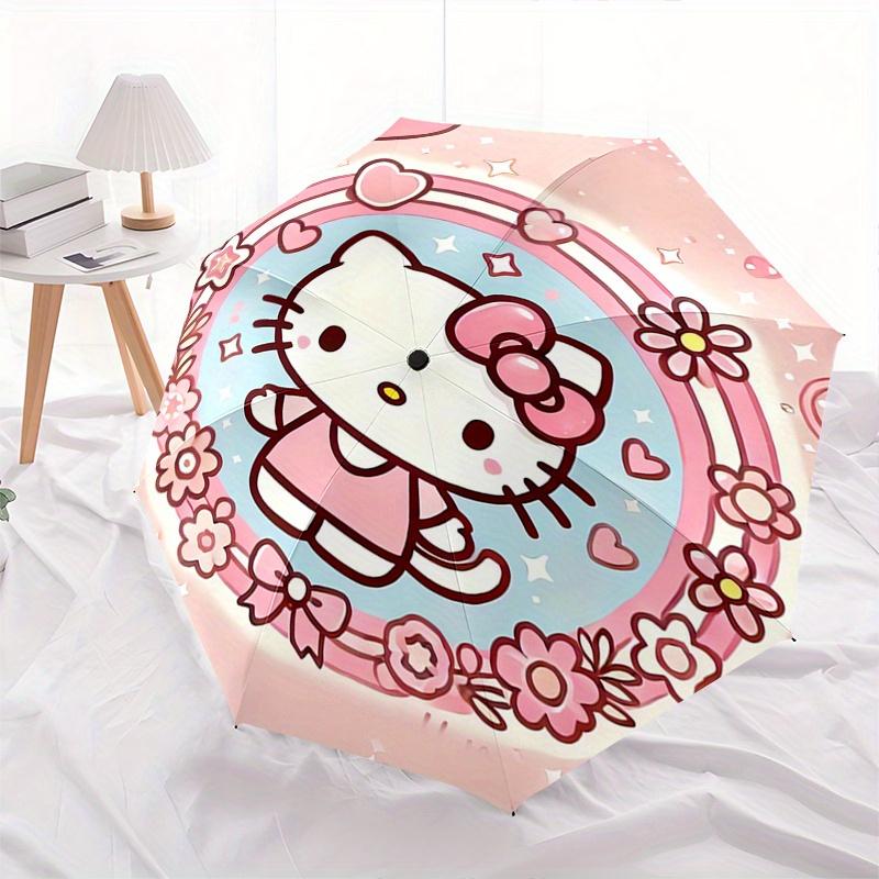 Hello Kitty,Cute Automatic Folding Umbrella-Simple 8-Rib Design, Bright Cartoon Pattern, Durable Iron Frame, Suitable For Travel, Outdoor, B