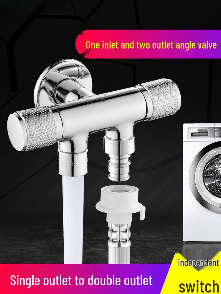 All-Copper Dual-Control Angle Valve Splitter for Toilet and Washing Machine