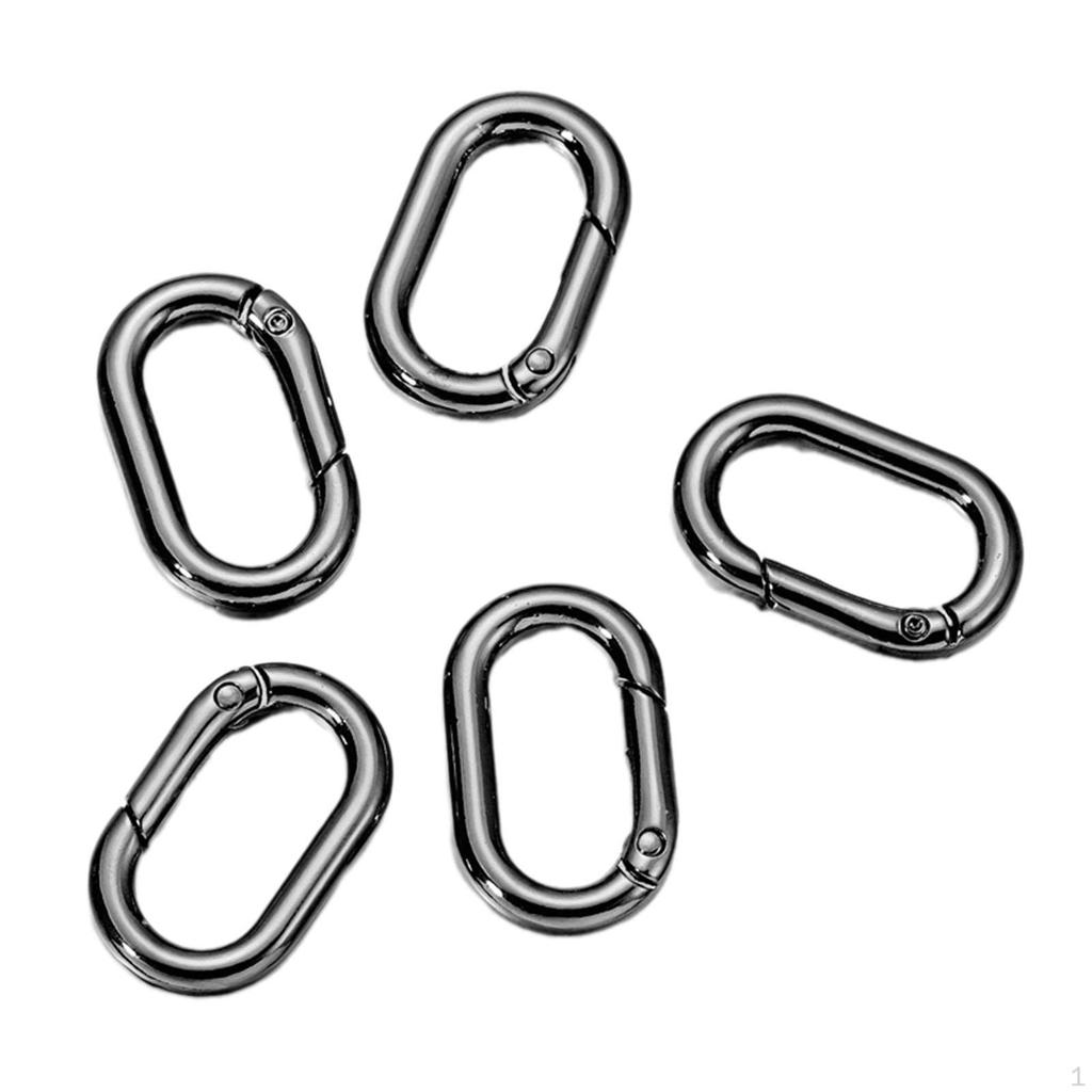 5 oválných kroužků s pružinou, kovové klipy, 1" karabinka se zacvakávacím mechanismem, karabinky pro řemeslnou tašku, kabelku