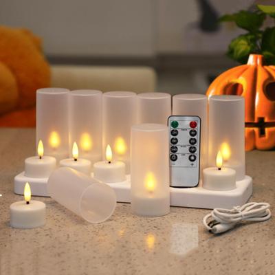 Yousheng 4/6/12 Löcher Flammenlose Teelichter Wiederaufladbare Flackernde LED-Kerzen LED Votivkerze Batteriebetrieben Elektrische Kerzen