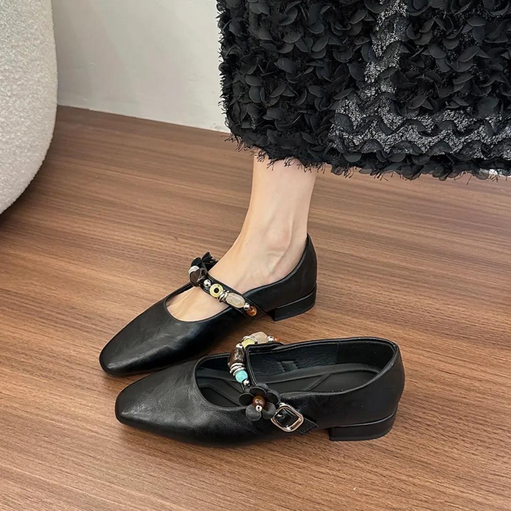 Fashion Women's Black Mary Jane Flat Slip-On Work Shoes - Fashion Casual Ladies Comfortable Shoes for Women, Stylish Office & Daily Wear