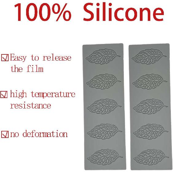 2 Pack of White Silicone Leaf Molds for Baking Fondant Tuile Molds, Hollow 3D Branches and Leaves Silicone Cake Molds, Perfect for Cake Decoration,