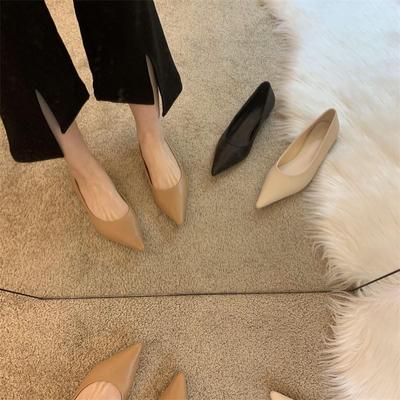 2025 New Comfortable Single Shoes Women's Autumn Princess Shoes Pointed Head Shallow Mouth Real Soft Leather Low Heel Grandma Sho