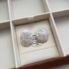 Natural Deep-Sea Sea Shell Cracked Oval Stud Earrings Niche High-End Temperament Versatile Earrings