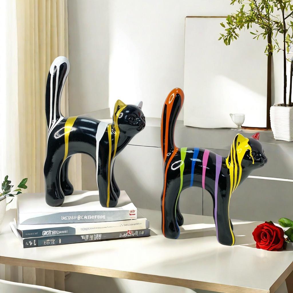 New Adorable Cat Ornaments Resin Best Porch Wine Cabinet Crafts Modern Minimalist Home Living Room Decorations Durable