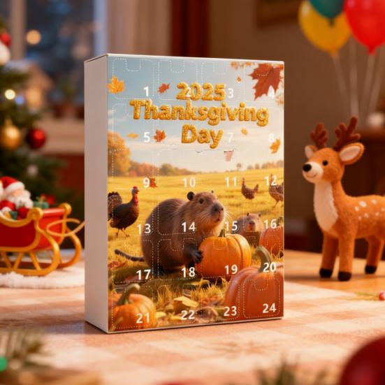 Advent Calendar Marmot Design 24-Day Countdown Festive Family Activity Calendar Kid Surprise Gift Calendar