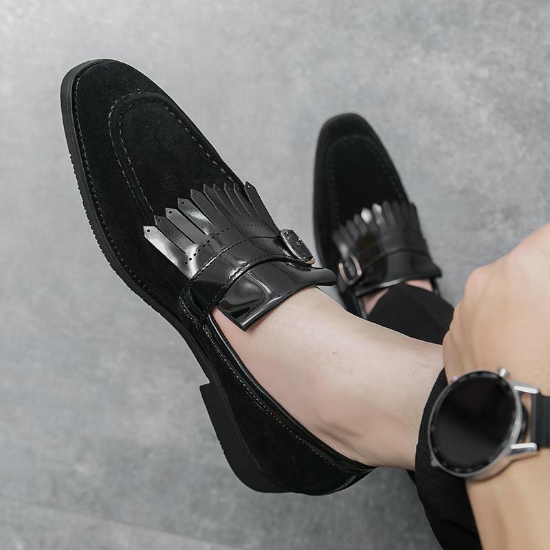 

Мужская обувь большого размера, повседневная обувь, кожаная обувь с бахромой, мужские лоферы на одной педали для бизнеса, мужские туфли для вождения Doudou 46 чёрный