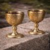 Set aus 2 Messing- Weingläsern Mittelalterliche Kelchbecher Handgefertigte Dekoration Geschenk Renaissance Trinkgeschirr