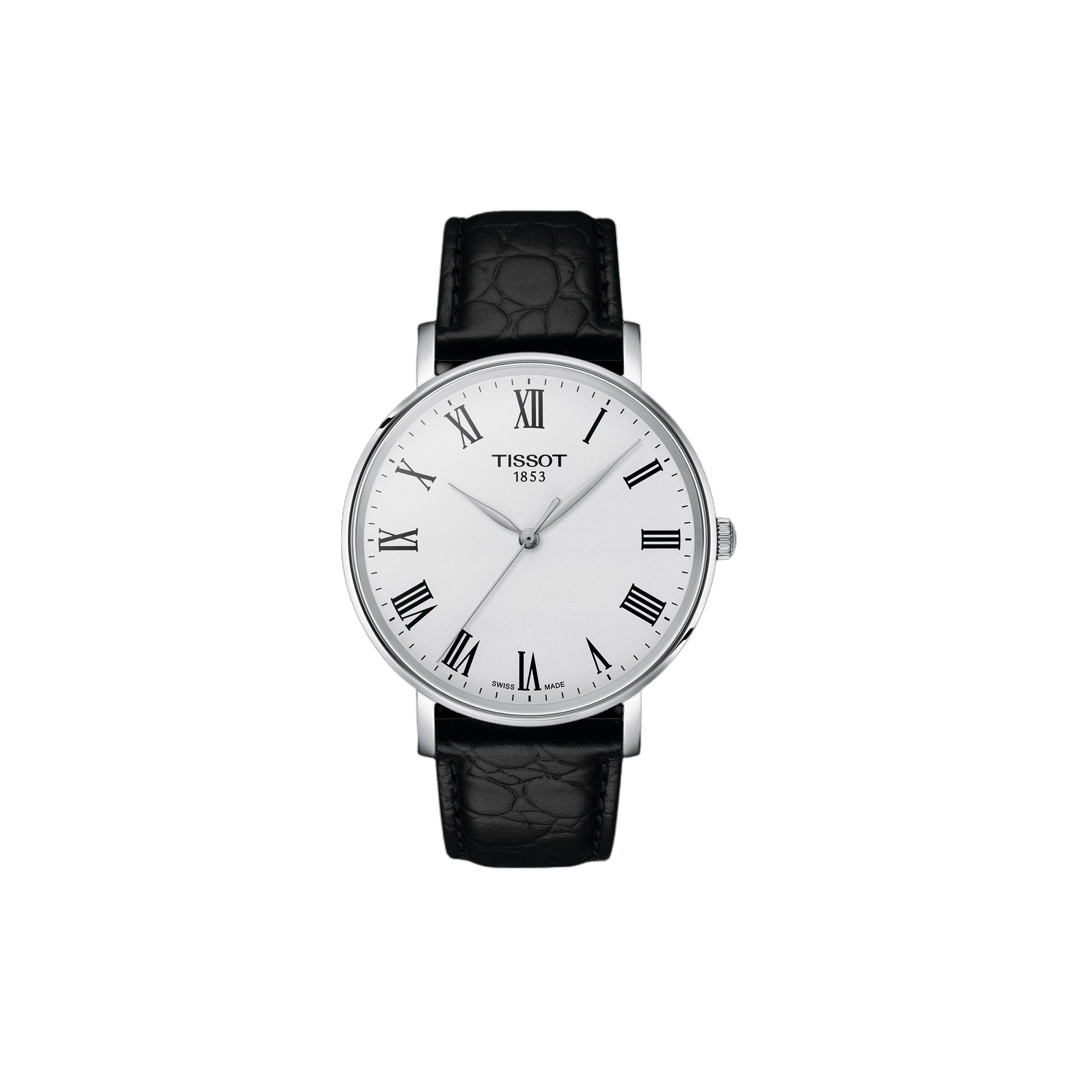Tissot Lovely Series Quartz Uurwerk 50M Waterbestendig Horloge 40mm Wit Wijzerplaat Roestvrijstalen Kast Leren Band Herenhorloges T143.410.16.033.00