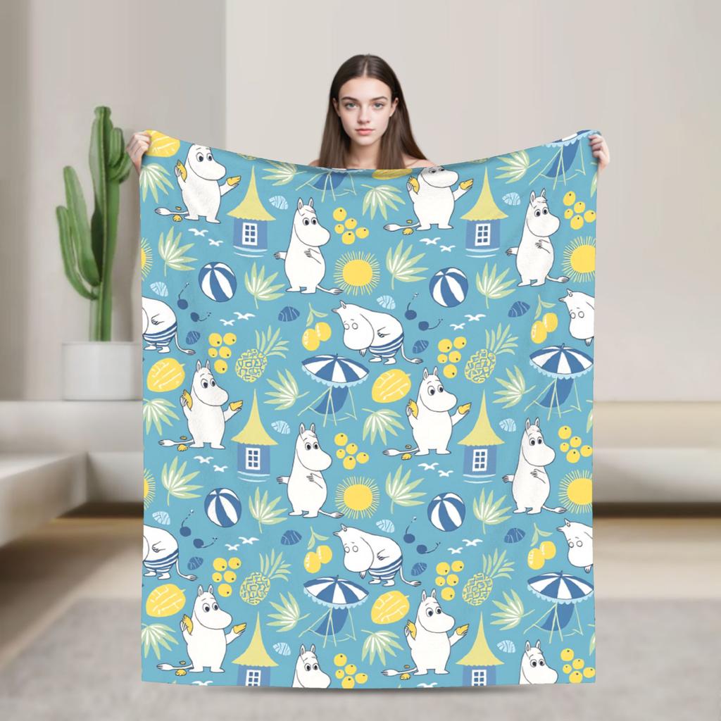 Coperta Morbida Moomin Carina per Divano Letto Coperta da Viaggio Casual Campeggio Invernale Flanella Copriletto