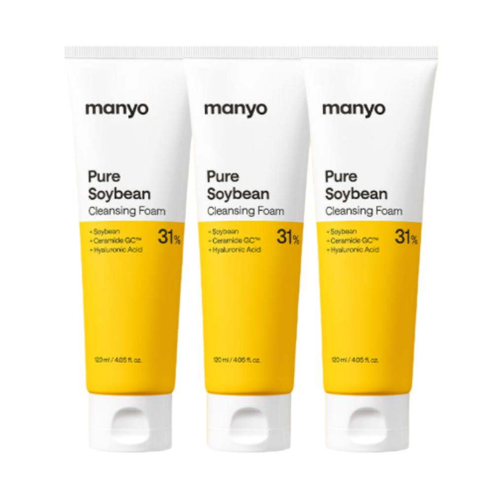 

ma:nyo Pure Soy Bean Cleansing Foam 120ml Triple Pack | Protein-Rich Nourishing & Deep Cleansing K-Beauty Foam
