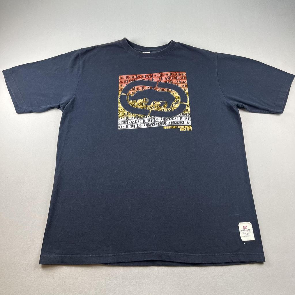 Vintage Ecko Unltd T-Shirt Mens 2XL Black The Classic Rhino Logo Hip Hop y2k
