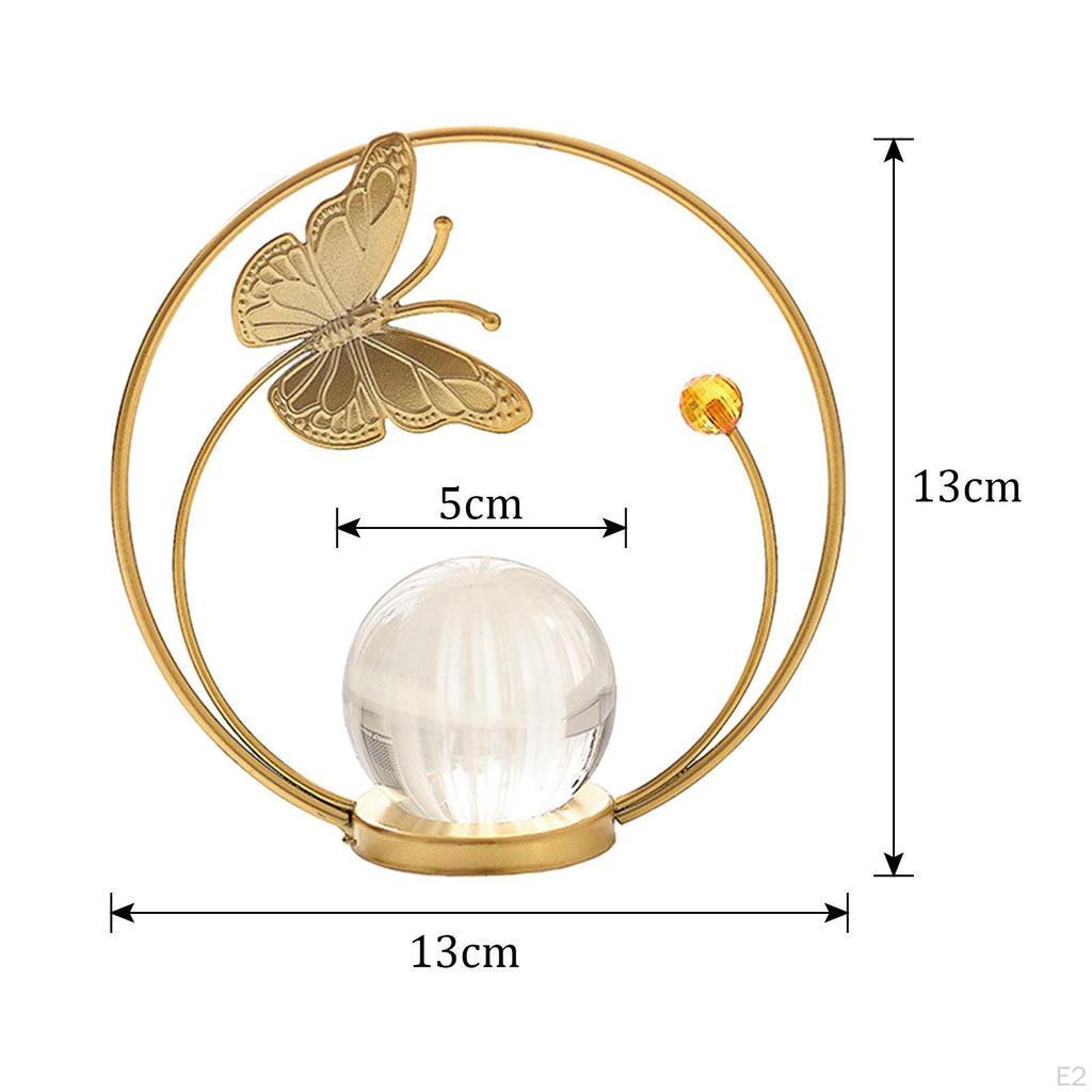 Crystal Ball Metal Sculpture Figurine Ornament Stand for Hallway Fireplace Bedroom Office Colorful