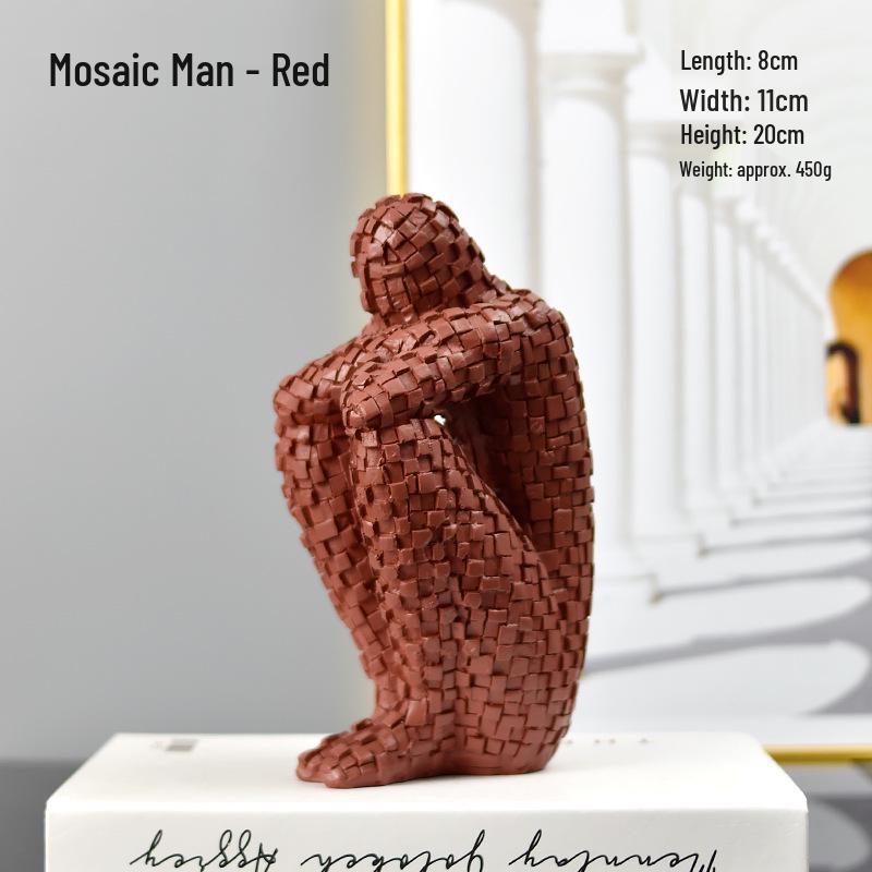 New Chinese Style Mosaic Figure Resin Sculpture for Living Room Decor