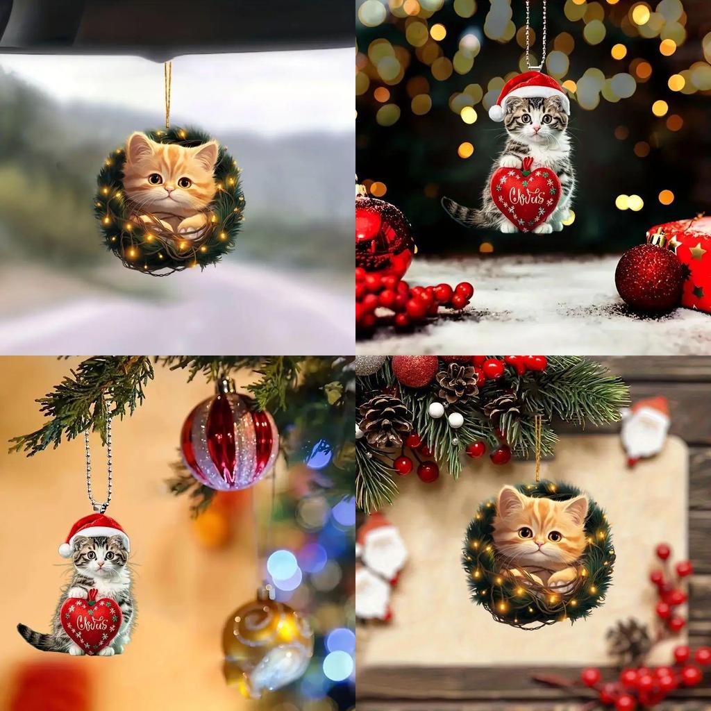 Kreative Cartoon Katze Acryl Deko Hängeanhänger für Autoinnenzubehör