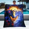 Black And White Unicorns Moonlight Floral Art Flannel Blanket Romantic Fantasy Couple Design Soft Fleece Throw For Couples