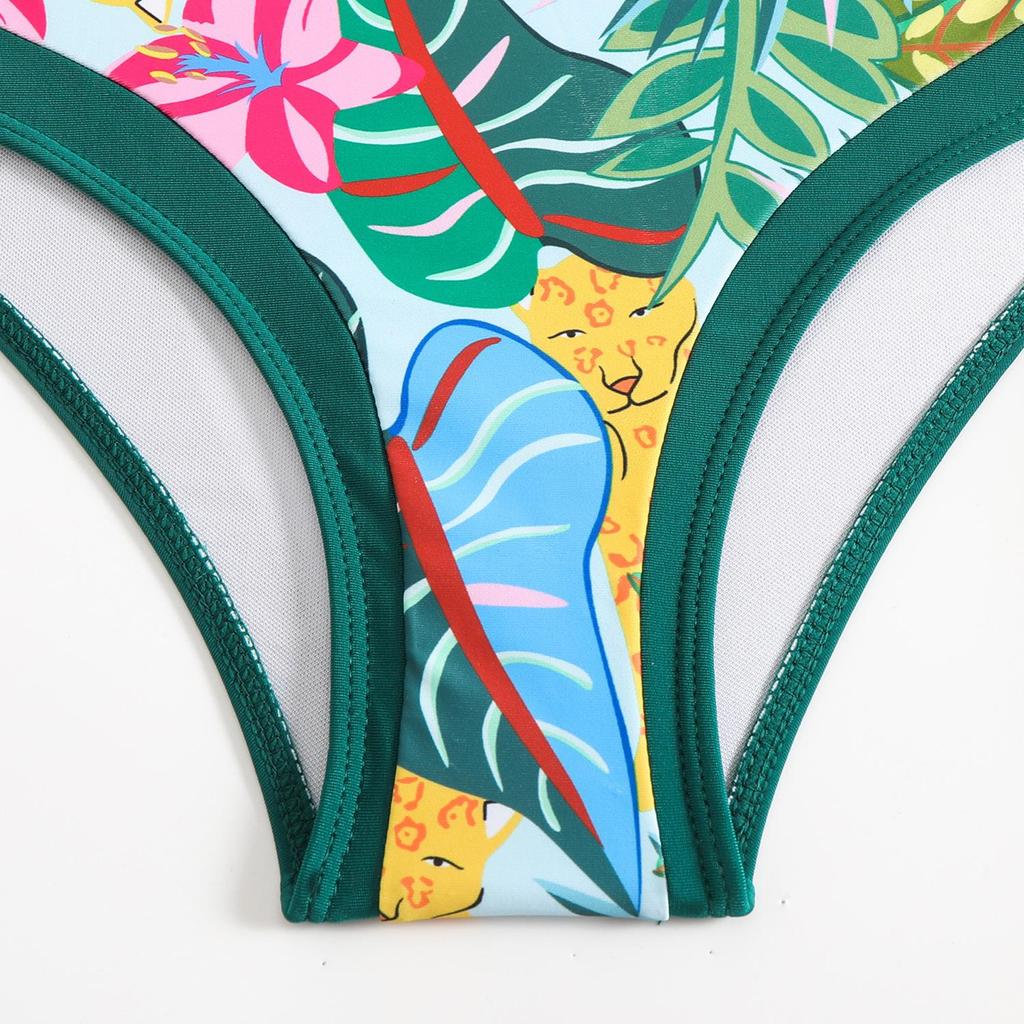 New Printed With Sarong Female Swimsuit High Waist Bikini Women Swimwear Three-pieces Bikini set Bather Bathing Suit Swim