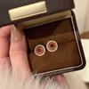 New Chinese Rose Window Stud Earrings Ruby Light Luxury Full Diamond Weave Red Corundum Earrings Ear Flower Advanced National Style