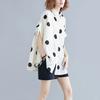 Black Vintage Polka Dot Print Blouse Women Lapel Short Sleeve Loose Casual Shirt Fashion Summer Clothes