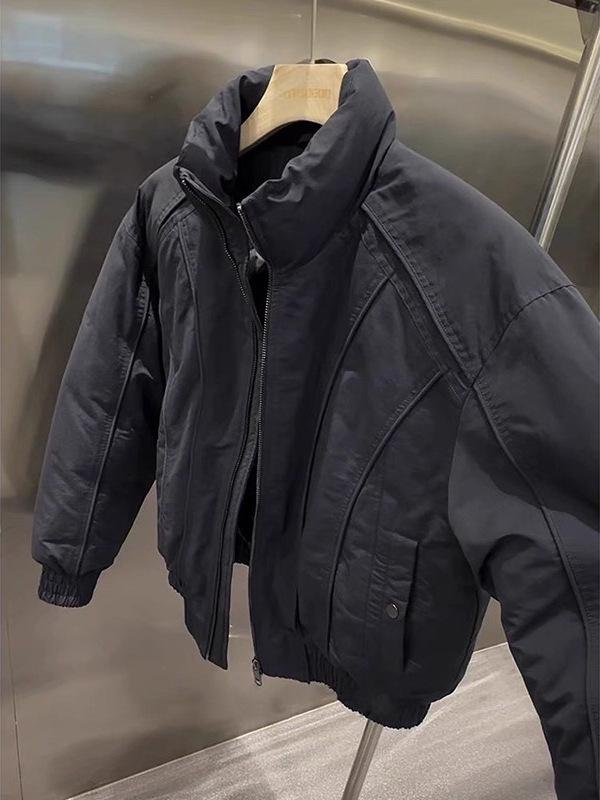 Men s Retro Stand Collar Winter Cotton Jacket - Thick Padded Coat XXL