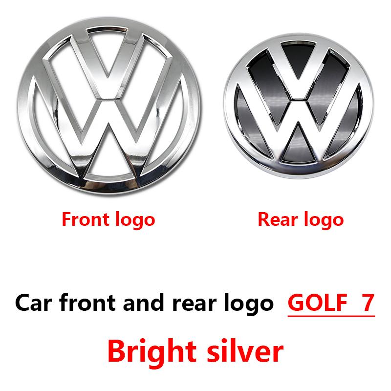 Chrome Silver/Glossy Black Front Radiator Grille & Rear Trunk Lid Emblems for VW Golf 7 (2014 - 2017) - Auto Badge Accessories