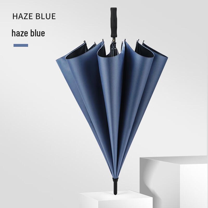 Red Leaf Straight Handle Black Coated Umbrella