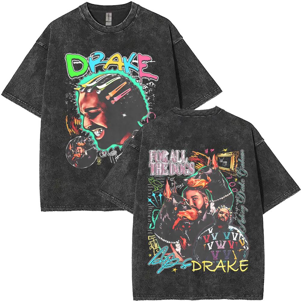 Washed Vintage Rapper Drake Merch 2026 Tshirt Men Women Hip Hop Fashion Pop Music T Shirt Male Summer Cotton Tshirts Fan Gifts