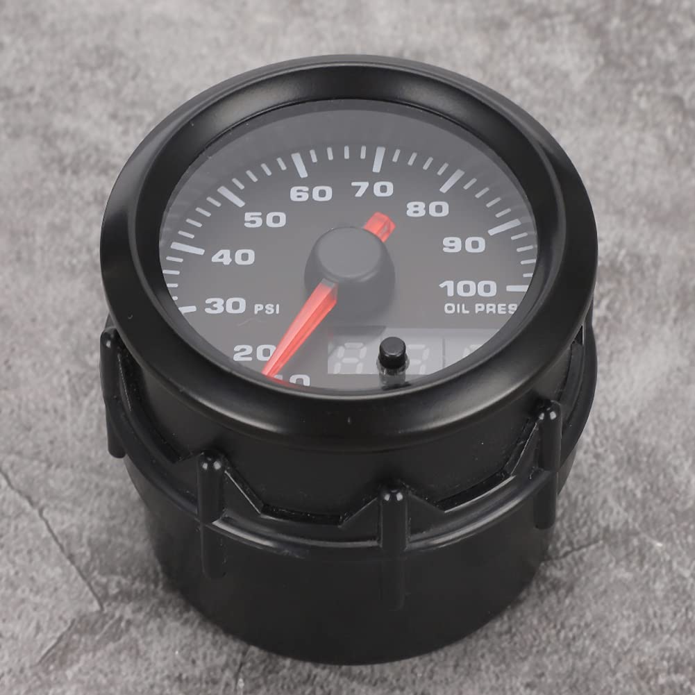 Mechanical Hydraulic Gauge, 2 Inch 52mm Car Hydraulic Gauge Pointer with 7 Color Digital LED Meter Sensor