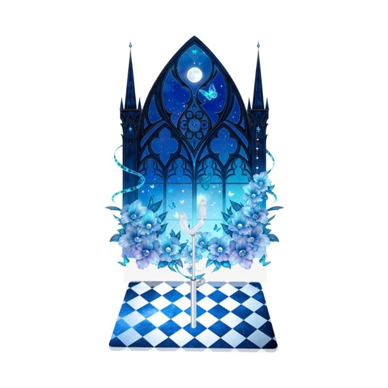 

Adjustable Castles Backdrop Doll Stand For Display Easy Assembly Universal For Most Figurines Floral Backdrop