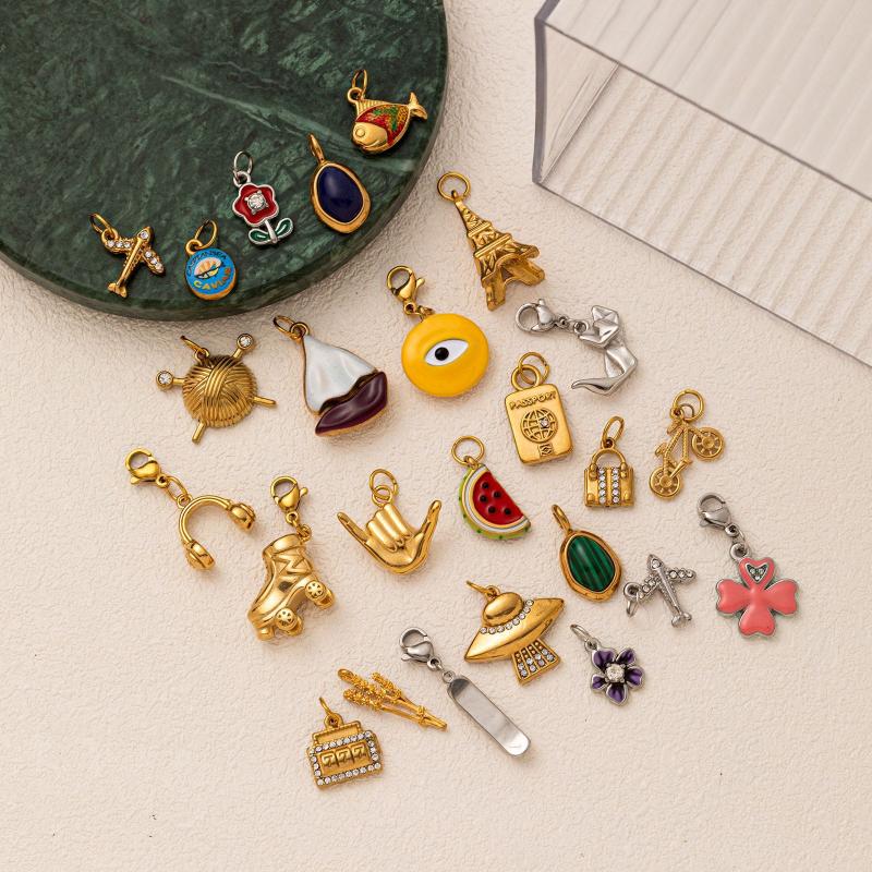 Retro Stainless Steel Floral Charm Pendant - DIY Jewelry Making Accessory for Necklace Earring Bracelet Keychain Hanging Decor