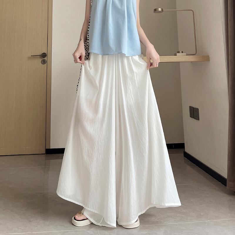 High Waist Women's Summer Loose Wide Leg Pants - Ice Silk Cotton Linen Blend