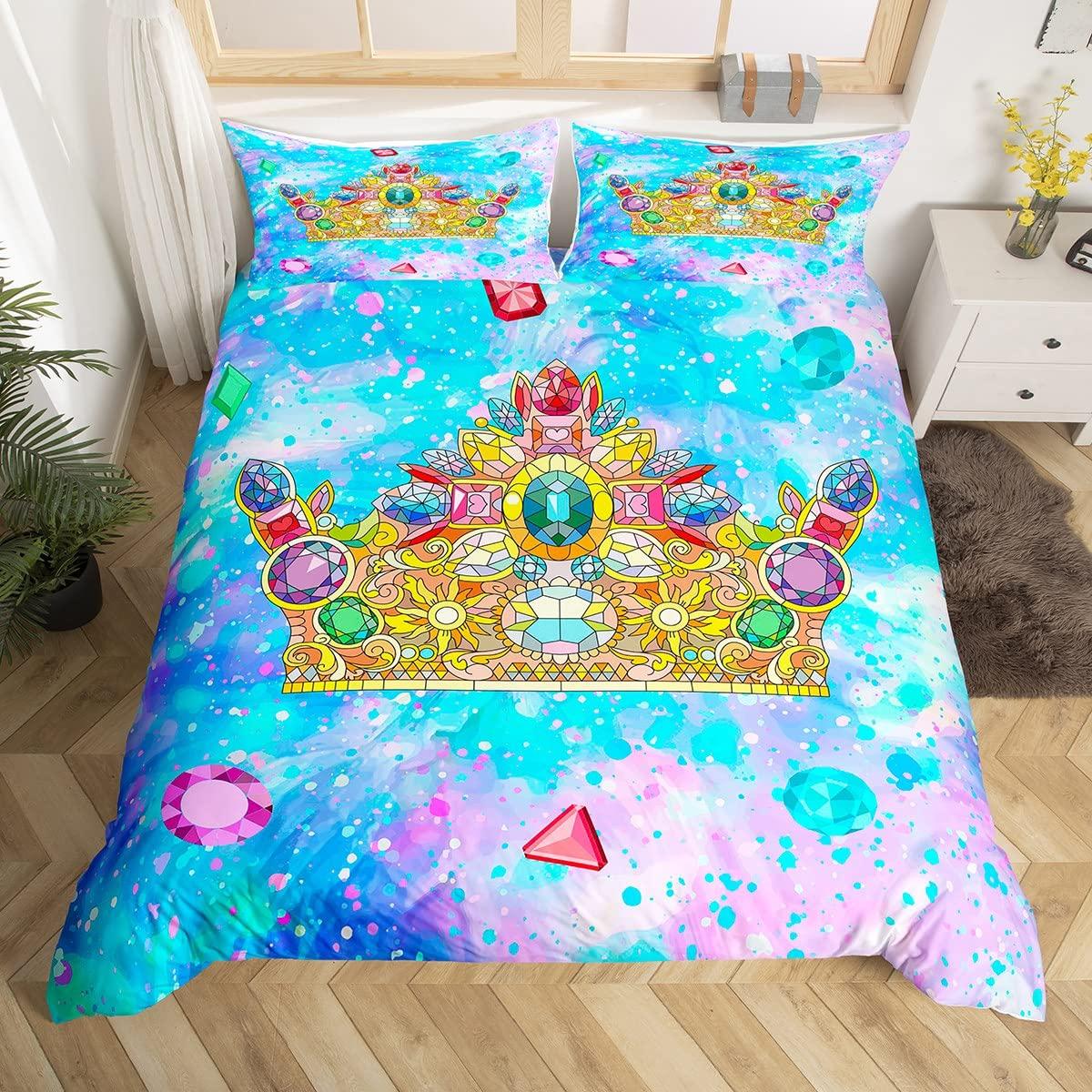 

Teal Dragonfly Bedding Sets Mechanical Gear Comforter Cover Diamond Gem Glitter Dreamlike Duvet Cover Set for Kids Girls Women EU Single(135x200cm)