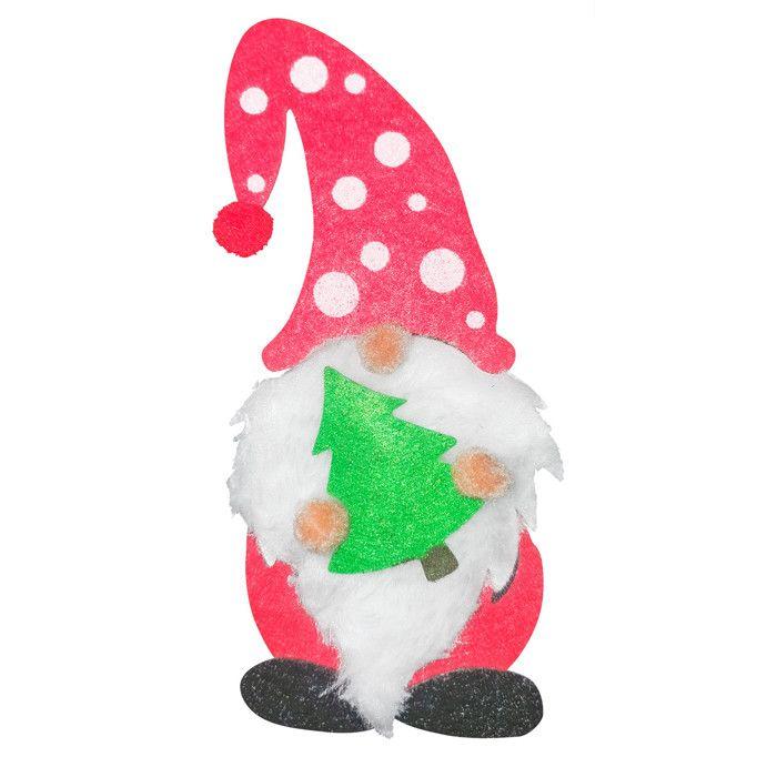 Gnome en bois à décorer avec feutrine et fourrure 6,5 x 14 cm