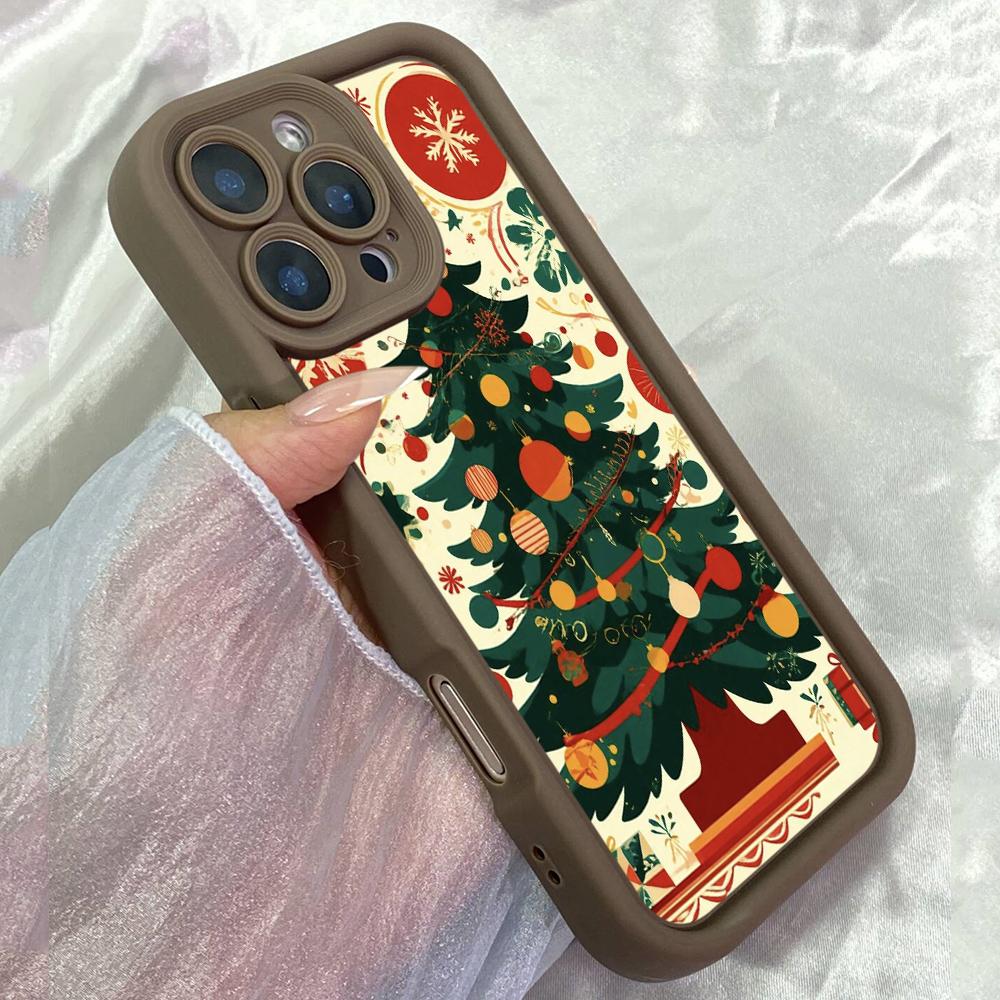 JT293 illustration vintage christmas tree gifts for iPhone 17 16 15 14 13 Pro Max Samsung S26 S25 Ultra A17 A16 A07 A56 Xiaomi 15T Redmi 15c Soft Case