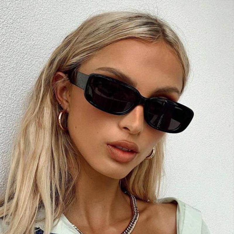 Elegant White Rectangle Sunglasses Fashion Popular Small Frame Sun Glasses Women Men Square Shades Summer Traveling Eyewear