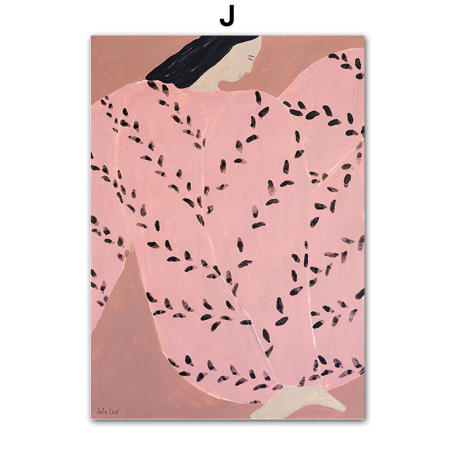 Abstract Figure Lines Stripe Girl Colorful Wall Art Canvas Painting Posters And Prints Bar Hotel Pictures For Living Room Decor